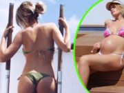 Adriana Abenia luce figura en bikini en su octavo mes de embarazo